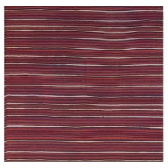 1950s Colorful Traditional Stripe Vintage Turkish Decorative Kilim Flatweave Rug