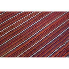 1950s Colorful Traditional Stripe Vintage Turkish Decorative Kilim Flatweave Rug