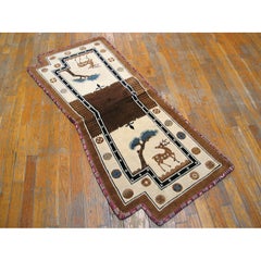 1900s Ivory Antique Chinese Peking Ningxia Hand Knotted Rug 2'2" x 4'9"