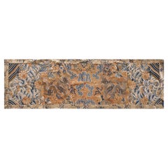 1850s Coral Antique Cloud Band Chinese Dragon Koi Fish Design Silk Textile