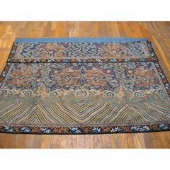 19th Century Blue Antique Chinese Peking Ningxia Rug 4' x 5'