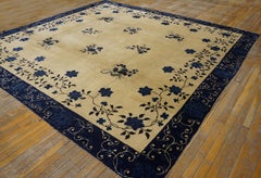 1880s Ivory Antique Chinese Peking Ningxia Rug 9'8" x 10'4"