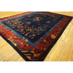 1920s Vibrant Burst of Floral Antique Floral Vase Chinese Modern Art Deco Rug