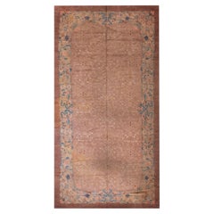 1920s Neutral Purple Floral Antique Chinese Crane Large Oversized Big Peking Rug