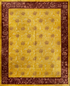 1920s Gold 8Star Floral European European Design Antique Chinese Art Deco Rug
