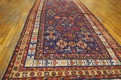 1890s Navy Blue Antique Geometric Rustic NW Tribal Knotted Wool Runner Rug