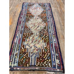 1930s Brown Vintage Turkish Kilim Rug 4'3" x 9'3"