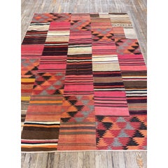 1930s Vintage Turkish Kilim Flatweave Rug 6'8" x 8'6"