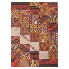 1930s Multi Geometric Antique Turkish Village Traditional Kilim Small Rug