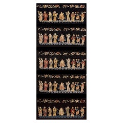1920s Black Figural Scholars Scene Pictorial Antique Chinese Art Deco Runner Rug
