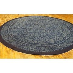 1900s Dark Blue Field Traditional Dragon Floral Antique Chinese Peking Round Rug
