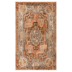 Moderner, kleiner, rustikaler, korallenfarbener Vintage-Teppich aus den 1980er Jahren mit luxuriösem Seidenflor und chinesischem Drachenmotiv