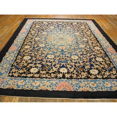 1920s Black Antique Chinese Art Deco Hand Knotted Rug 10'2" x 13'6"