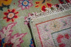 8x10 Hand-Knotted Light Green Wool Traditional Floral Oushak Rug