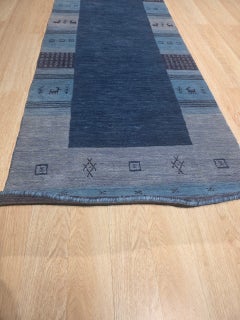 8x10 Handloomed Blue Gabbeh Tribal Wool Area Rug