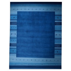 8x10 Handloomed Blue Gabbeh Tribal Wool Area Rug