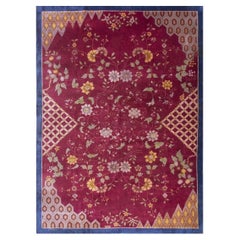 1920s Red Antique Chinese Art Deco Hand Knotted Rug 10' x 13'6"