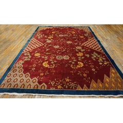 1920s Red Antique Chinese Art Deco Hand Knotted Rug 10' x 13'6"