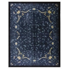 Tapis traditionnel chinois de style damas, des années 1920, sur fond bleu marine, de taille « Peking Room »