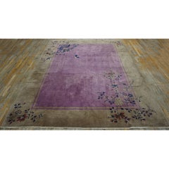 1920s Purple Antique Chinese Art Deco Hand Knotted Rug 8'7" x 11'