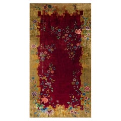 1920s Red Antique Chinese Art Deco Hand Knotted Rug 9' x 17'