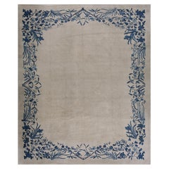 1920s Beige Antique Chinese Peking Ningxia Hand Knotted Rug 8'2" x 10'