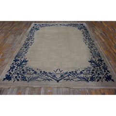 1920s Beige Antique Chinese Peking Ningxia Hand Knotted Rug 8'2" x 10'