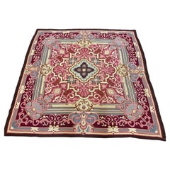 1840s Antique Aubusson Savonnerie Hand Knotted Rug 5'10" x 5'10"