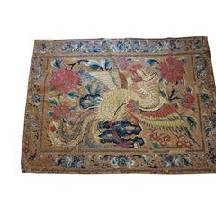 Mid 19th Century Antique Museum Grade Silk Chinese Embroidery Flatweave Textile