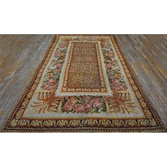 1750s Camel Classic Floral European Georgian English Axminster Carpet Wool Rug