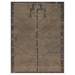 19th Century Central Asian Brown Turkmenistan Ersari Beshir Islamic Prayer Rug