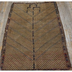 19th Century Central Asian Brown Turkmenistan Ersari Beshir Islamic Prayer Rug