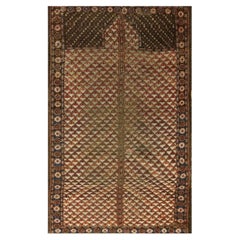 1890s Red Tribal Geometric Antique Small Wool Ersari Beshir Muslim Prayer Rug
