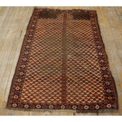 1890s Red Tribal Geometric Antique Small Wool Ersari Beshir Muslim Prayer Rug