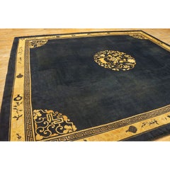 Traditional Navy Blue Medallion Oriental Antique Chinese Peking Room Size Rug