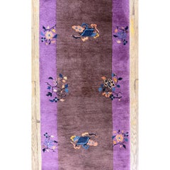 1920s Brown Traditional Motifs Geometric Antique Chinese Art Deco Runner Rug