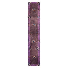 1920s Brown Traditional Motifs Geometric Antique Chinese Art Deco Runner Rug