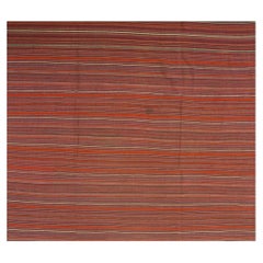 1950s Vintage Multicolor Stripe Turkish Decorative Kilim Flatweave Small Rug