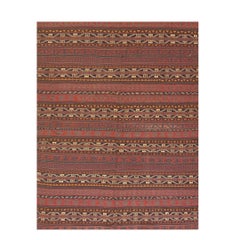 Vintage 1950s Geometric Multicolor Ground Flatweave Turkish Decorative Kilim Rug