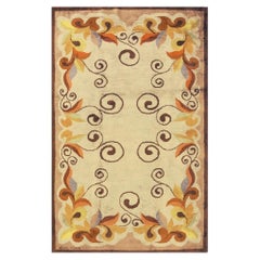 1920s Ecru Field Geometric Avant Garde Antique European Art Deco Small Rug