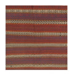 1950s Mid-Century Square Geometric Anatolian Turkish Kilim Wool Rug 5'6"x5'6"
