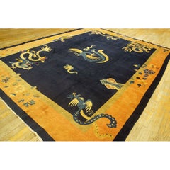 19th Century Chinese Peking Dragon Phoenix Flowers Carpet 10'2'' x 13'5'' Rug