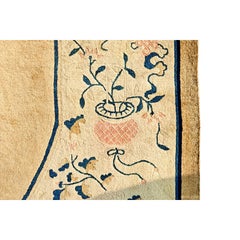 Tappeto cinese antico di Pechino degli anni '90 del XIX secolo, con motivo floreale su sfondo beige, 11' 4'' x 14'