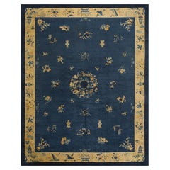 Antiker chinesischer Peking-Teppich, klassisches „Greek Key“-Muster, handgeknüpft aus Wolle, 1920er Jahre, 9'1" x 11'8"