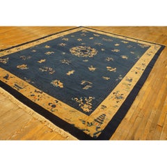 Antiker chinesischer Peking-Teppich, klassisches „Greek Key“-Muster, handgeknüpft aus Wolle, 1920er Jahre, 9'1" x 11'8"