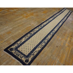 1920s Beige Diamond Antique Chinese Peking Hallway Runner Rug 1' 10'' x 14' 4''
