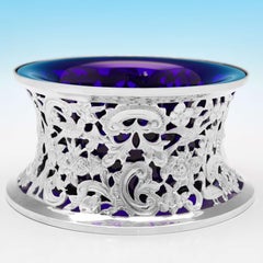 Victorian Antique Irish Sterling Silver Dish Ring from Dublin, 1895