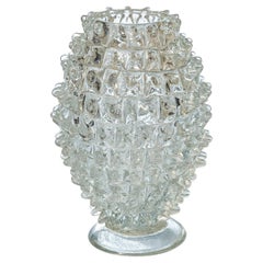 Vintage Rostrato vase in clear Murano glass by Barovier and Toso, Italian 1960s