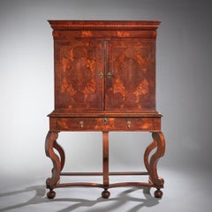 Important William and Mary Burr Walnut Seaweed Marquetry Cabinet on Stand
