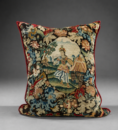 A Large George II Wool and Silk Needlework Cushion/Pillow circa 1740. England